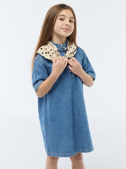 Vestido gola mao em ganga - Kiabi