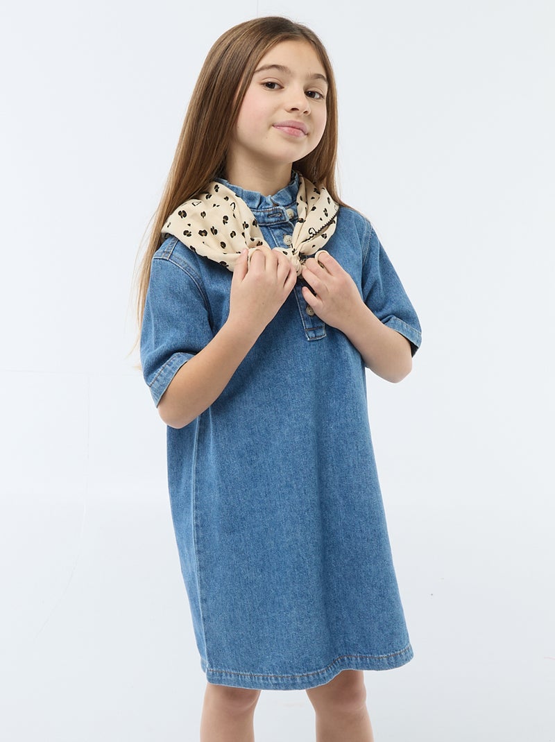 Vestido gola mao em ganga Azul - Kiabi