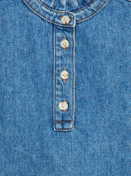Vestido gola mao em ganga - Kiabi