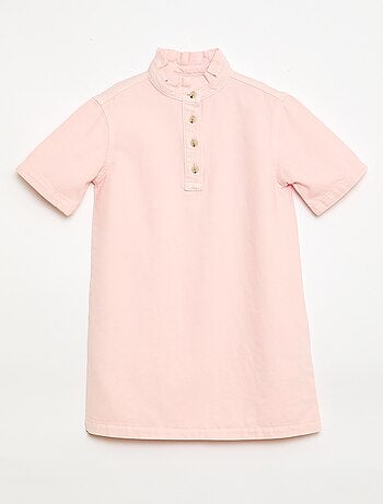 Vestido gola mao em ganga