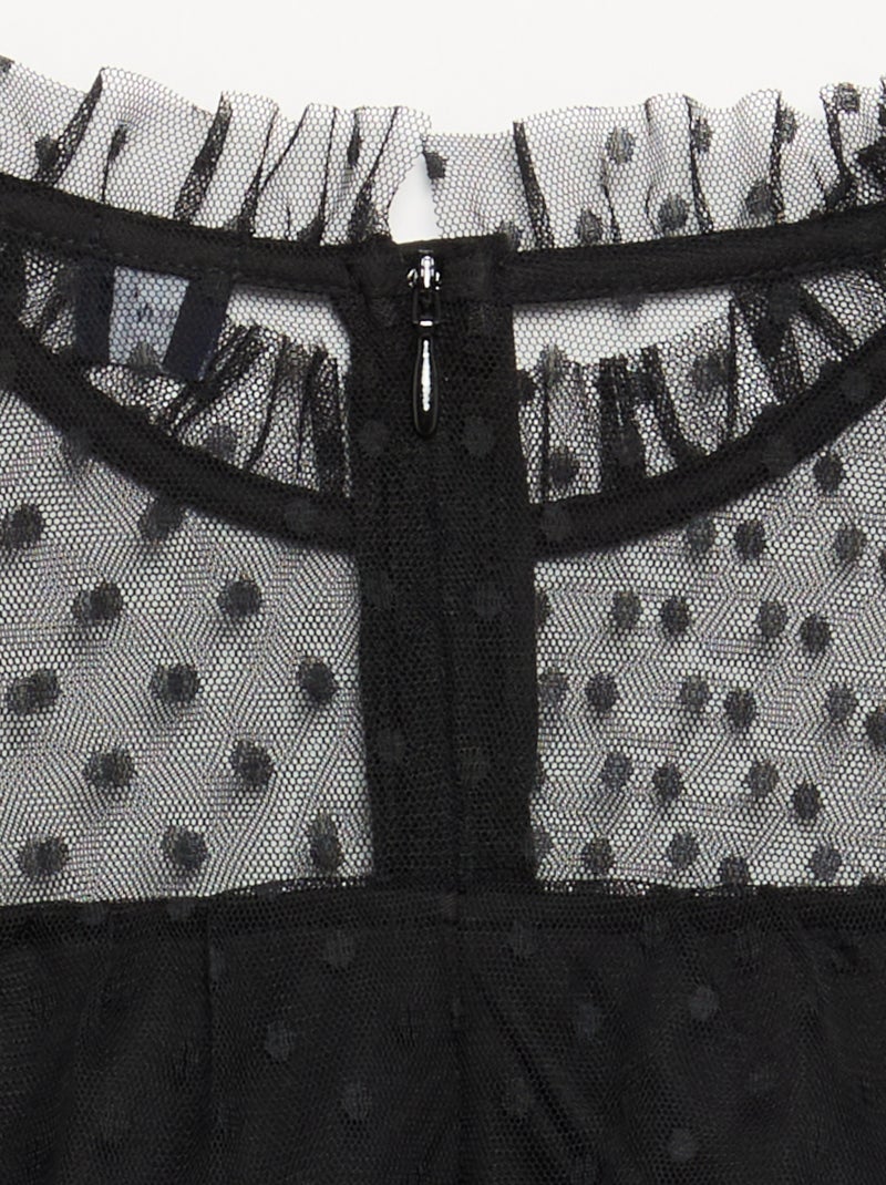 Vestido 'Halloween' de manga comprida em plumetis com gola alta Preto - Kiabi