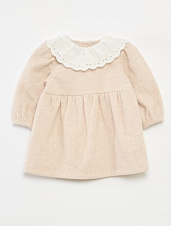 Vestido interlock com gola grande em gaze de algodão