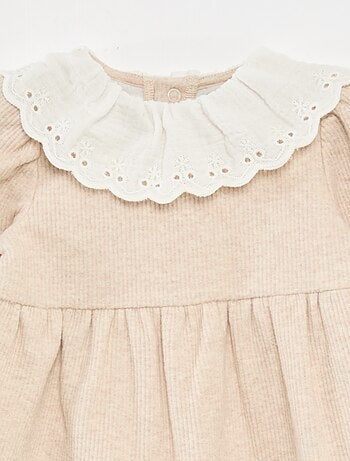 Vestido interlock com gola grande em gaze de algodão