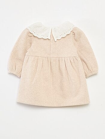 Vestido interlock com gola grande em gaze de algodão