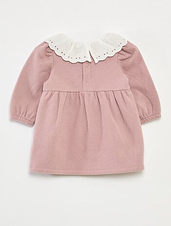 Vestido interlock com gola grande em gaze de algodão