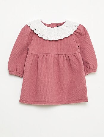 Vestido interlock com gola grande em gaze de algodão