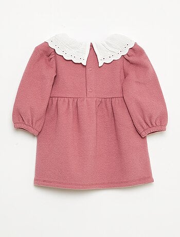 Vestido interlock com gola grande em gaze de algodão