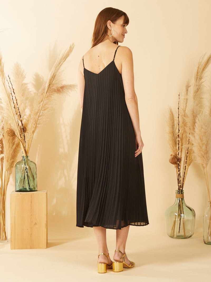 Vestido iridescente com alças Preto - Kiabi