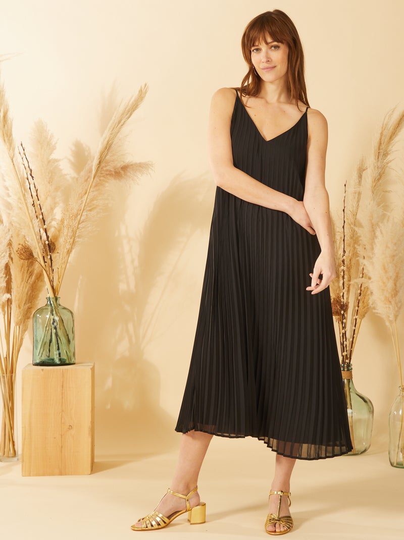 Vestido iridescente com alças Preto - Kiabi