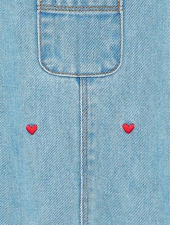 Vestido jardineira com alças com folhos
