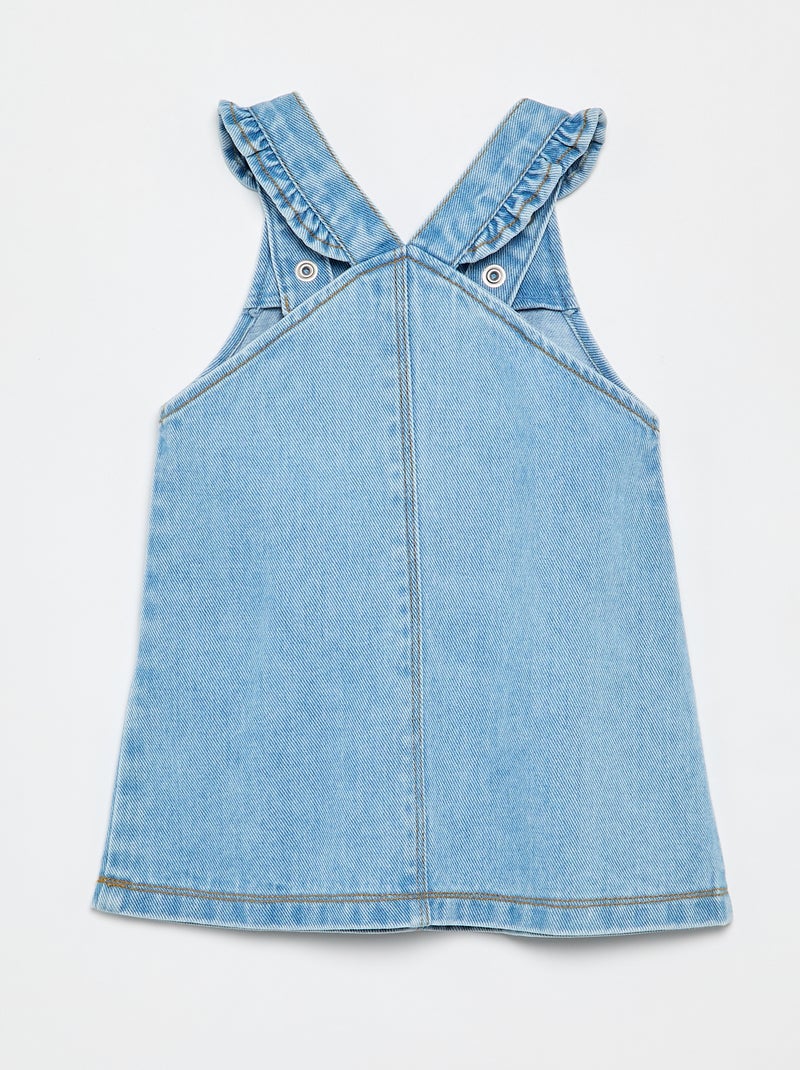 Vestido jardineira com alças com folhos Azul - Kiabi