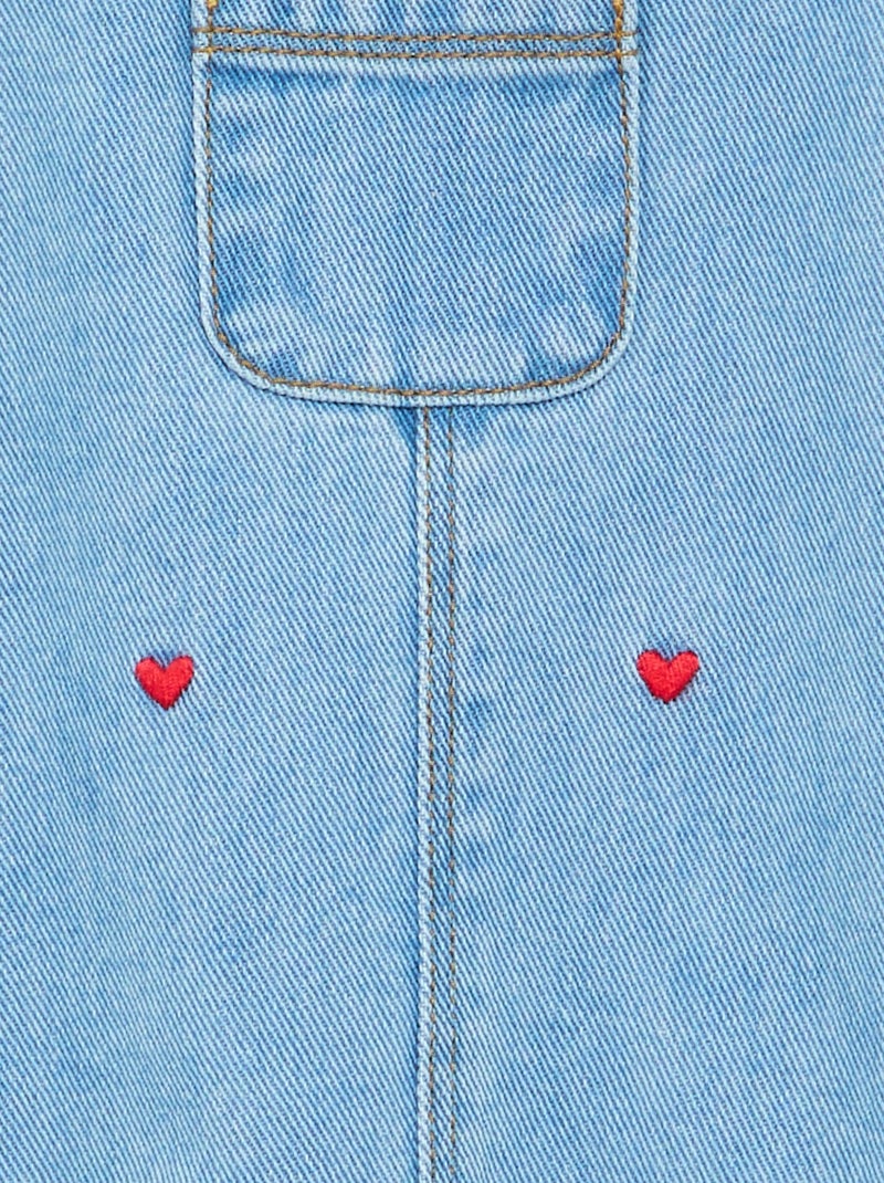Vestido jardineira com alças com folhos Azul - Kiabi