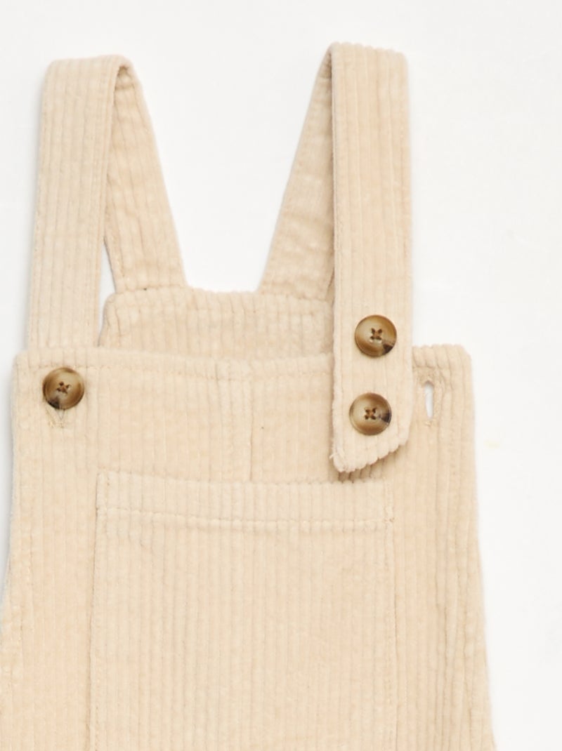 Vestido jardineira com bolso em veludo cotelê Branco - Kiabi