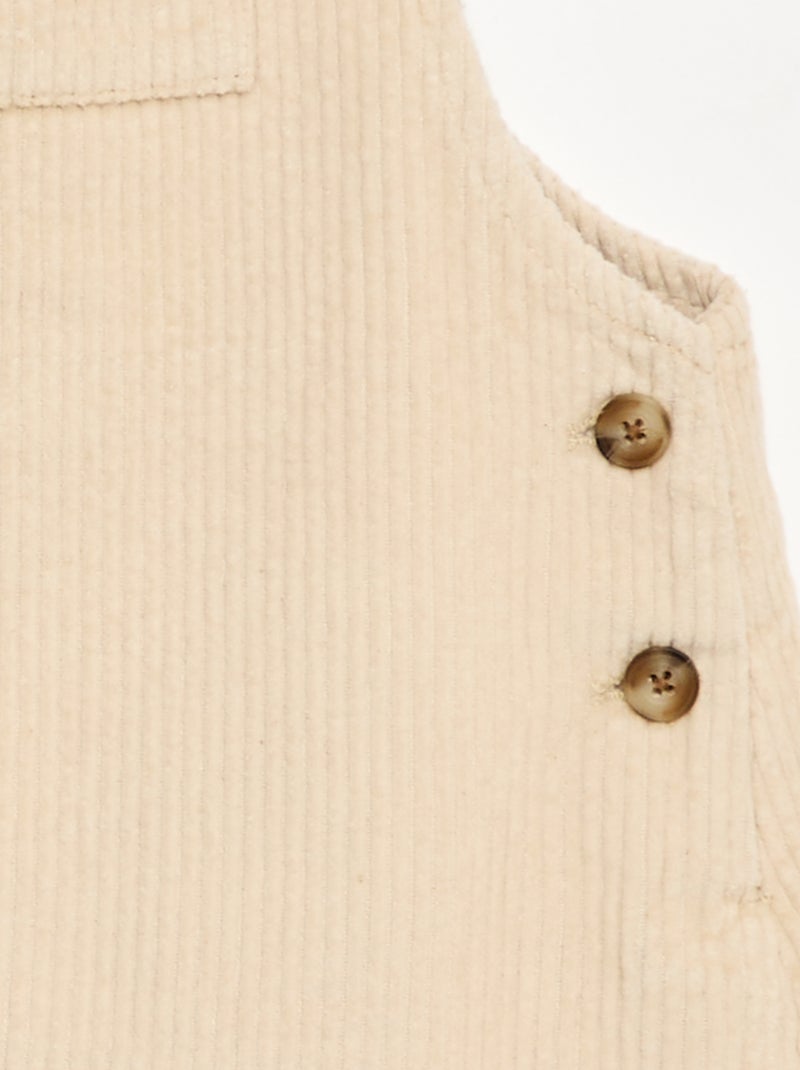 Vestido jardineira com bolso em veludo cotelê Branco - Kiabi