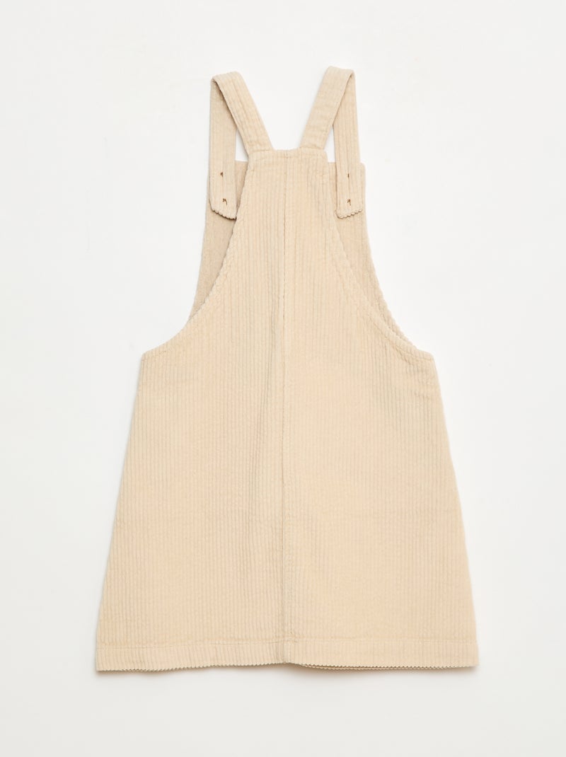 Vestido jardineira com bolso em veludo cotelê Branco - Kiabi
