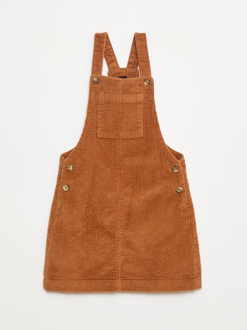 Vestido jardineira com bolso em veludo cotelê - Kiabi