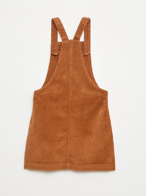 Vestido jardineira com bolso em veludo cotelê - Kiabi