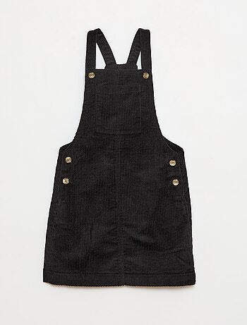 Vestido jardineira com bolso em veludo cotelê