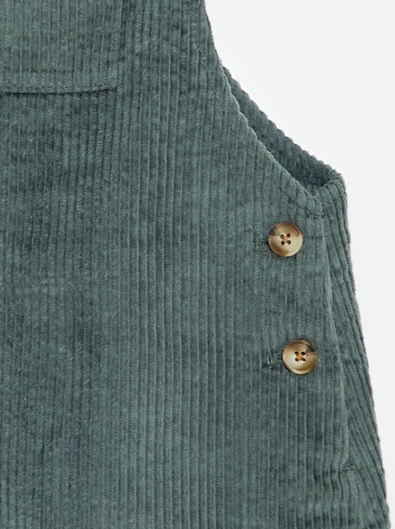 Vestido jardineira com bolso em veludo cotelê Verde - Kiabi