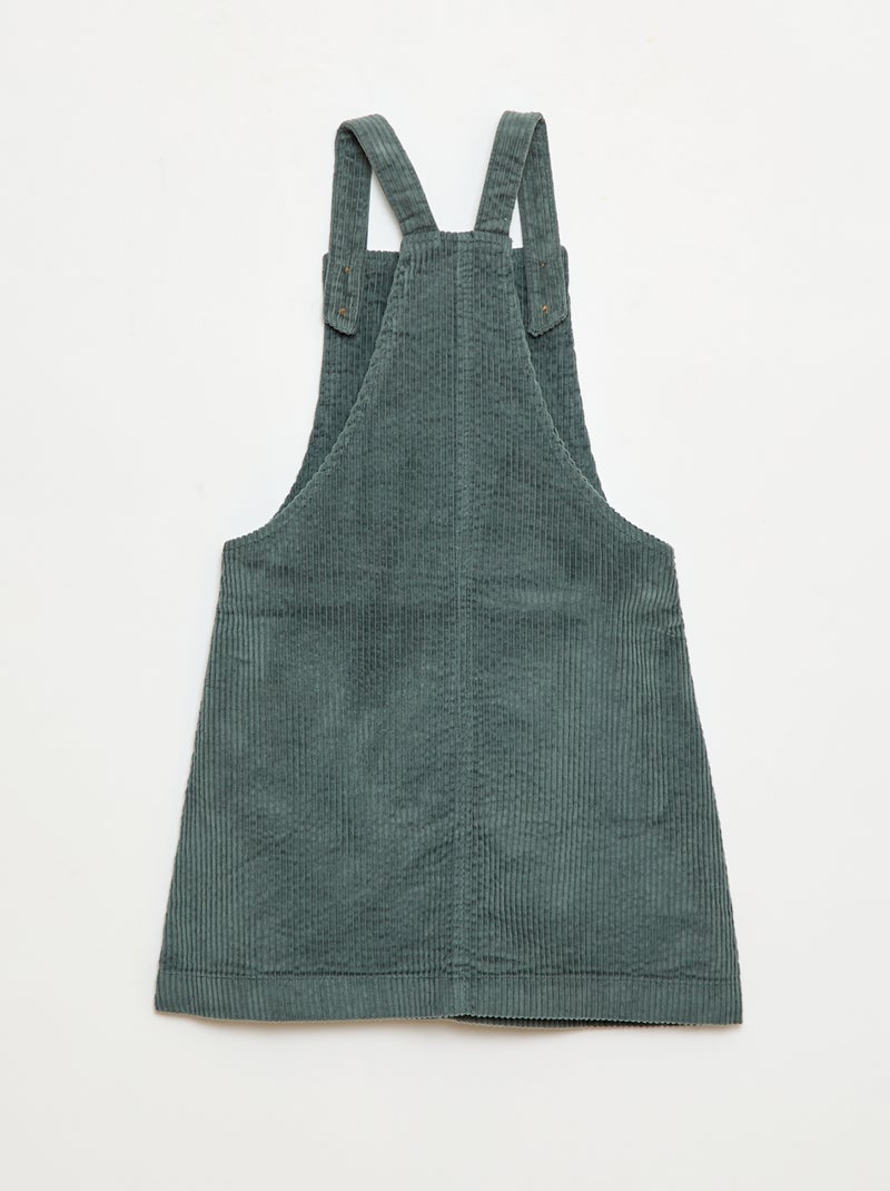 Vestido jardineira com bolso em veludo cotelê Verde - Kiabi
