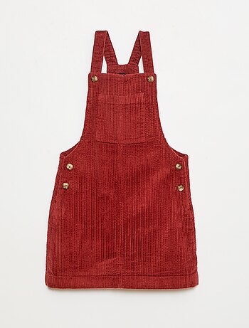 Vestido jardineira com bolso em veludo cotelê