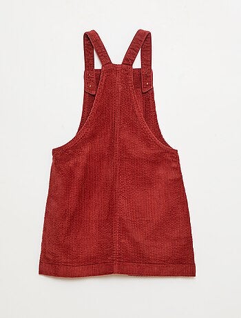 Vestido jardineira com bolso em veludo cotelê
