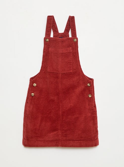 Vestido jardineira com bolso em veludo cotelê - Kiabi