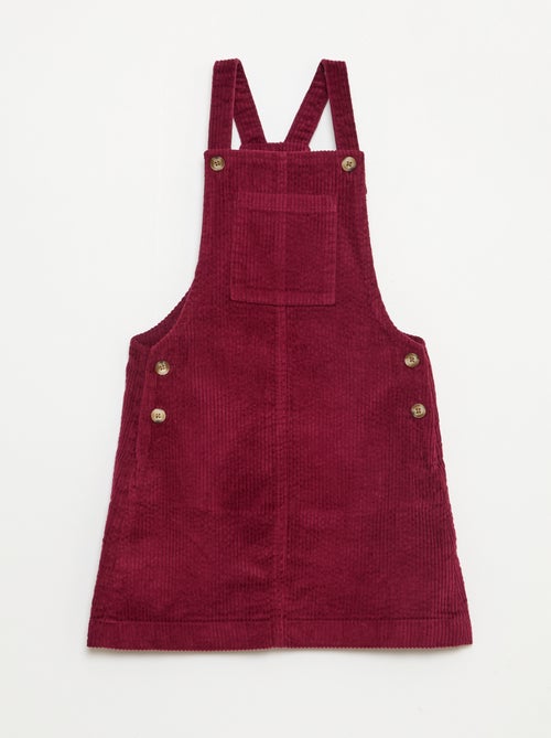 Vestido jardineira com bolso em veludo cotelê - Kiabi