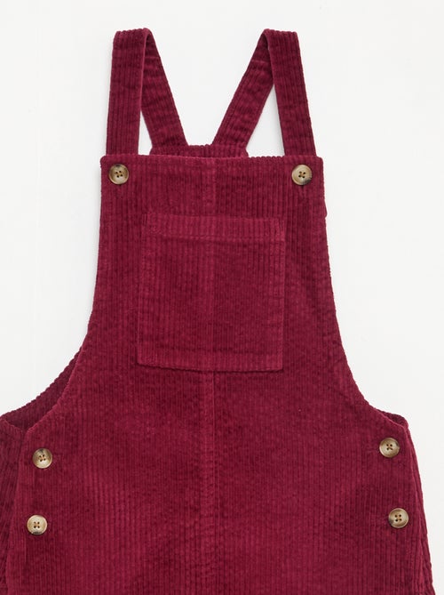 Vestido jardineira com bolso em veludo cotelê - Kiabi