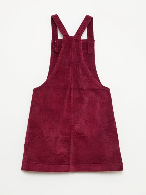 Vestido jardineira com bolso em veludo cotelê - Kiabi