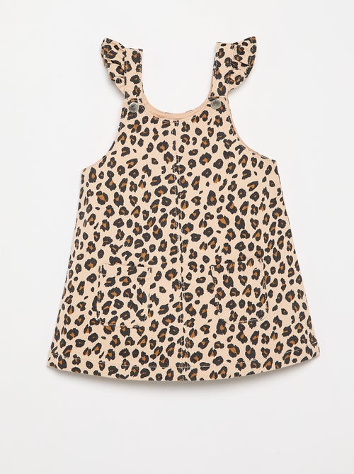 Vestido jardineira com estampado leopardo - Kiabi Vestido jardineira com estampado leopardo - Kiabi