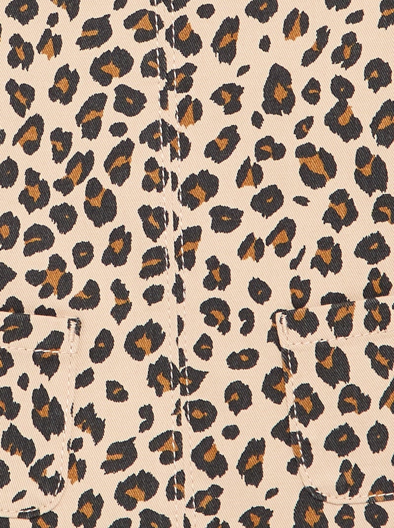 Vestido jardineira com estampado leopardo Bege - Kiabi