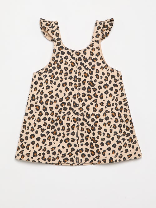 Vestido jardineira com estampado leopardo - Kiabi