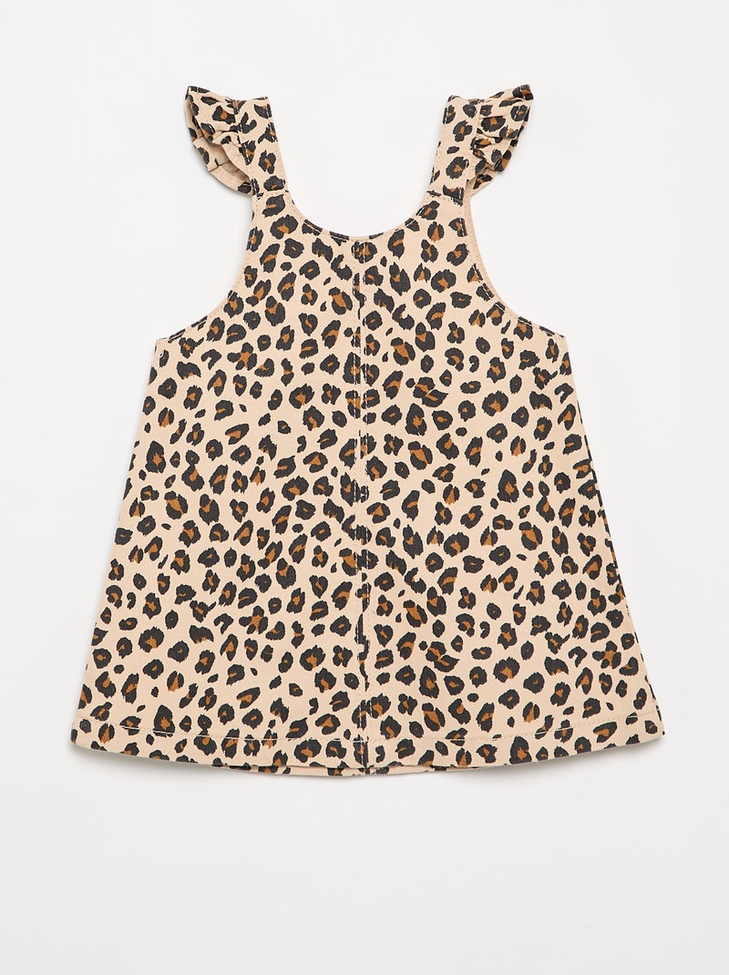 Vestido jardineira com estampado leopardo Bege - Kiabi
