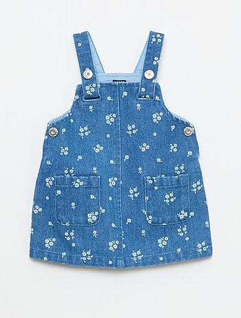 Vestido jardineira com padrão