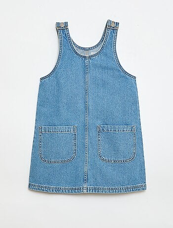 Vestido jardineira curto em ganga