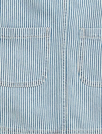 Vestido jardineira curto em ganga