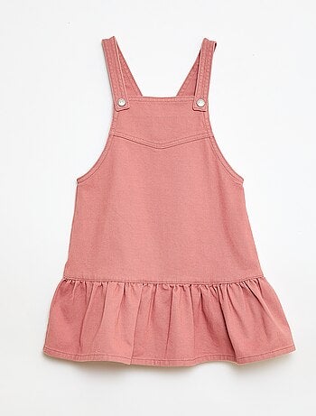 Vestido Jardineira Curto em Ganga