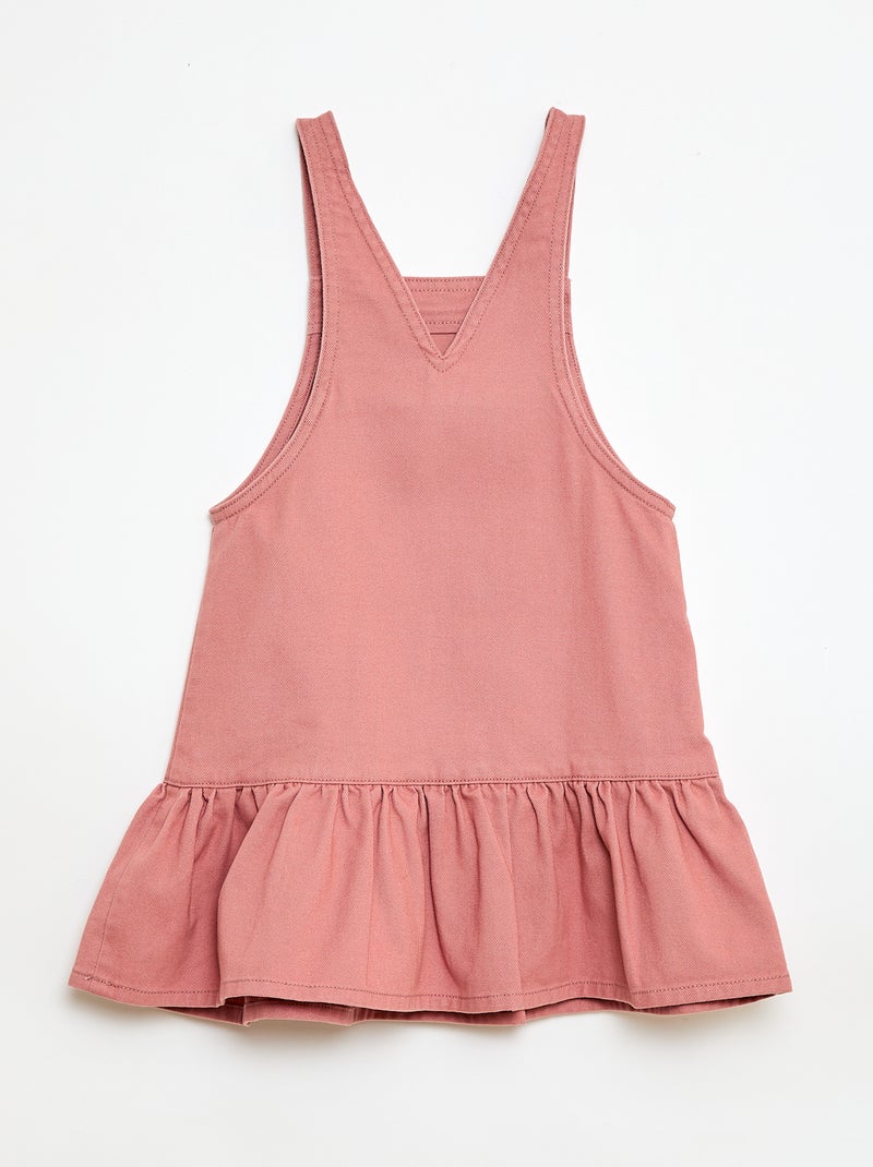 Vestido Jardineira Curto em Ganga Rosa - Kiabi