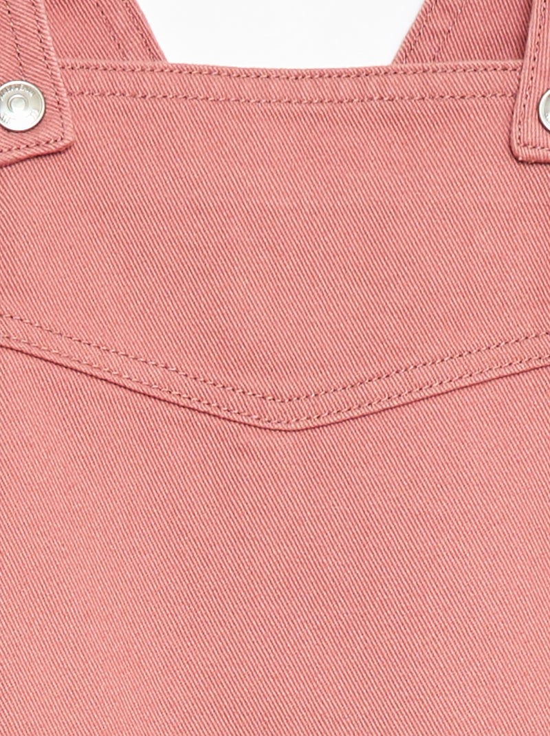 Vestido Jardineira Curto em Ganga Rosa - Kiabi