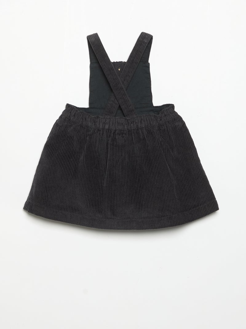 Vestido jardineira de bombazina Preto - Kiabi