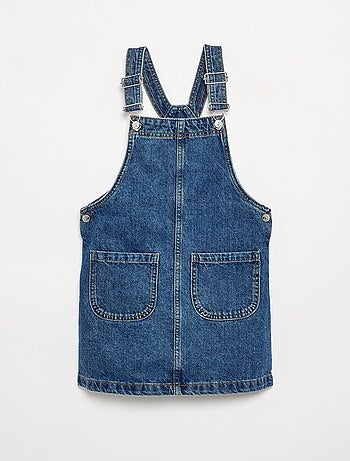 Vestido jardineira de ganga com 2 bolsos chapados