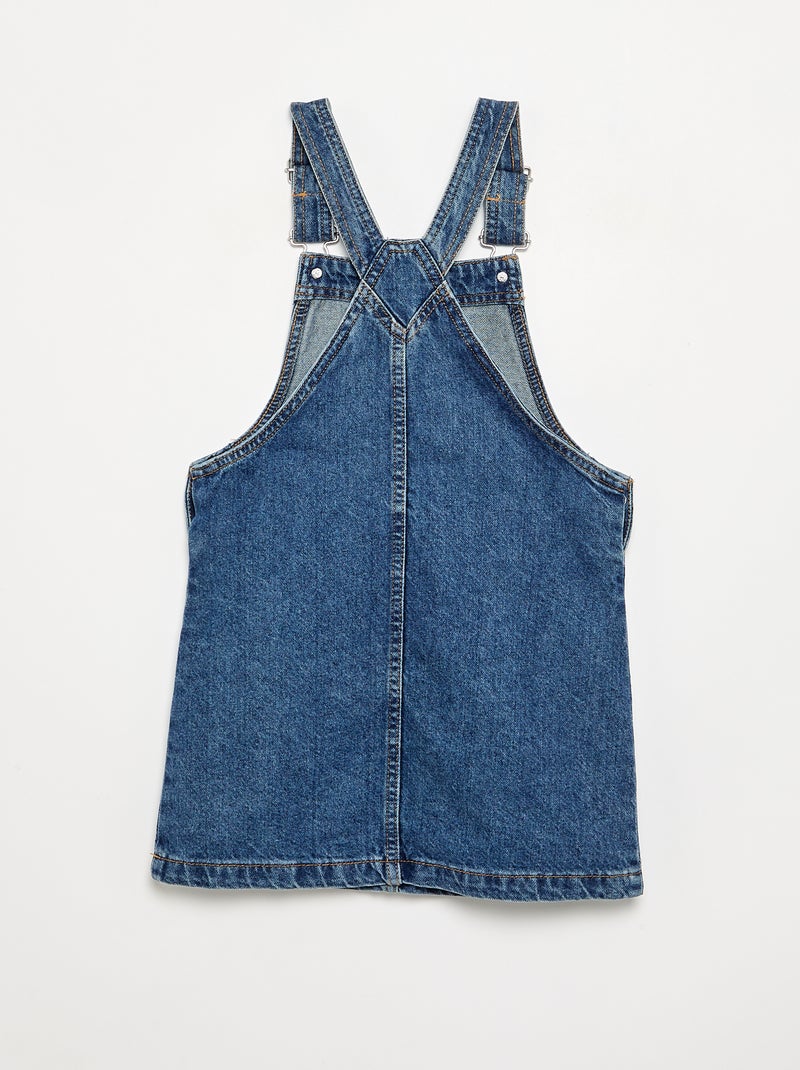 Vestido jardineira de ganga com 2 bolsos chapados Azul - Kiabi