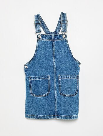 Vestido jardineira de ganga com 2 bolsos chapados