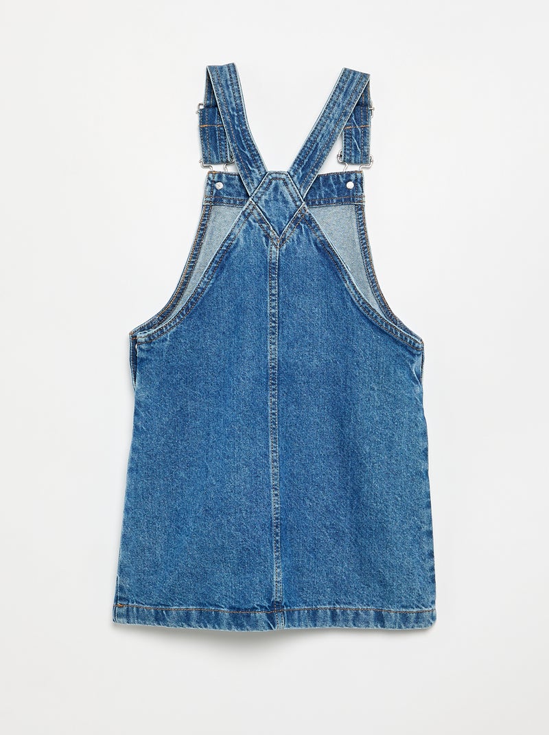 Vestido jardineira de ganga com 2 bolsos chapados Azul - Kiabi