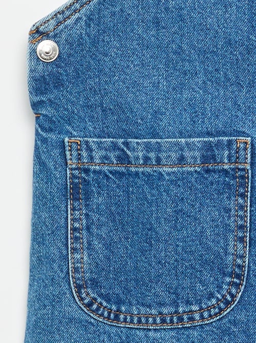 Vestido jardineira de ganga com 2 bolsos chapados - Kiabi