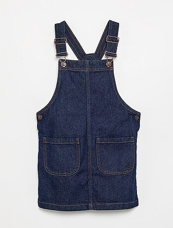 Vestido jardineira de ganga com 2 bolsos chapados