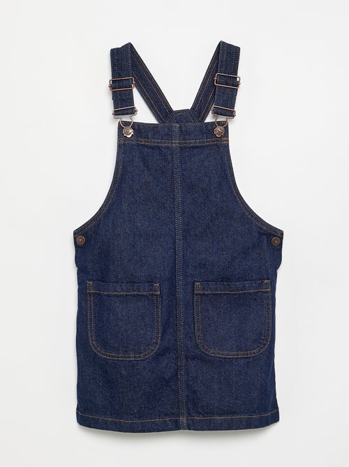 Vestido jardineira de ganga com 2 bolsos chapados - Kiabi