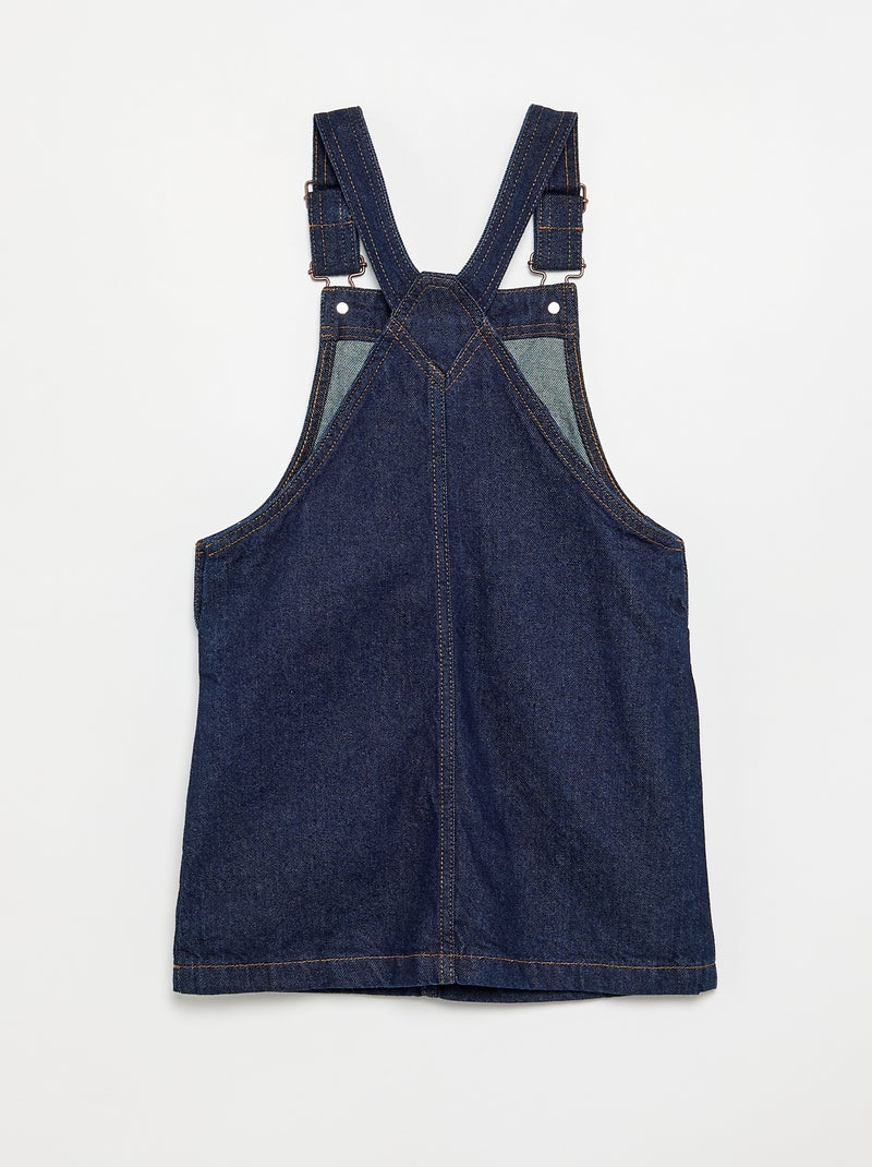 Vestido jardineira de ganga com 2 bolsos chapados Azul - Kiabi