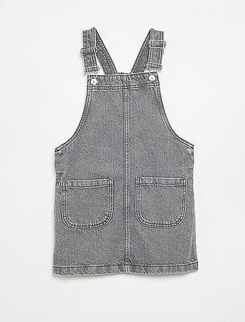 Vestido jardineira de ganga com 2 bolsos chapados